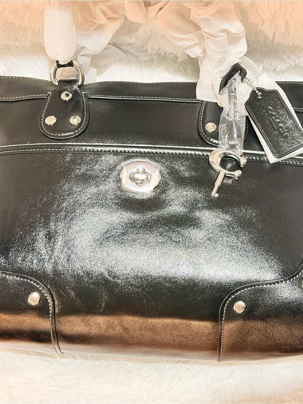 Coach Rhyder Satchel Bag 38 silver/ black NWT